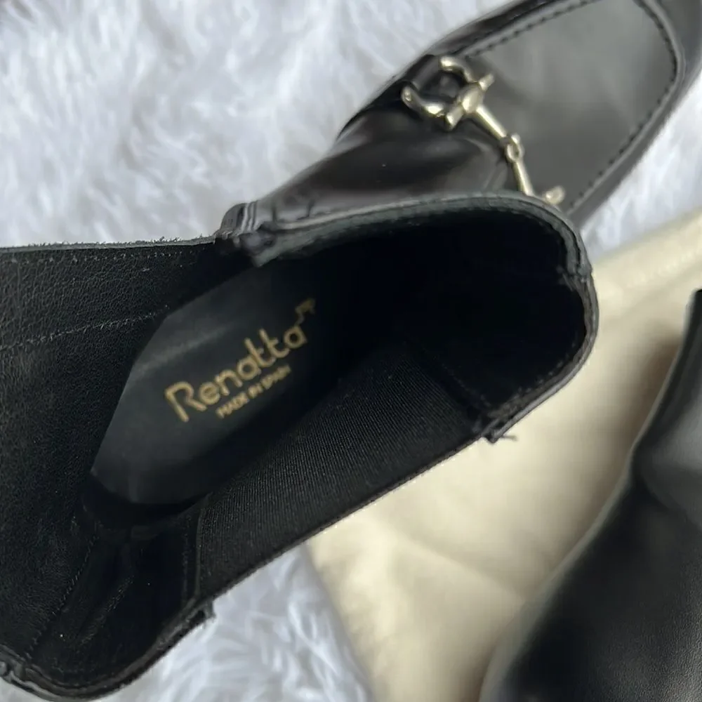 Renatta Jop Leather Ankle Boots with bit hardware size 7